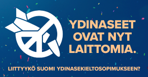 121 politiikan, tieteen ja kulttuurin vaikuttajaa vaatii Suomea liittymään YK:n ydinasekieltoon